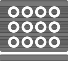 glifo ícone do laboratório poços ou microplaca dentro Preto e branco cor. vetor