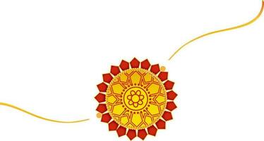 lindo floral rakhi pulseira elemento dentro amarelo e vermelho cor. vetor