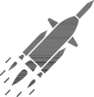 isolado míssil ou foguete ícone dentro Preto e branco cor. vetor