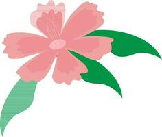 Rosa flor com verde folhas ícone dentro plano estilo. vetor