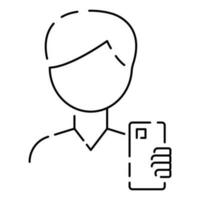 selfie vetor linha ícone. levar uma selfie foto. célula telefone frente Câmera e selfie grudar. Smartphone dispositivo símbolo ilustração.