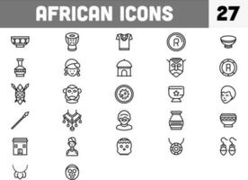 conjunto do africano ícone dentro Preto contorno. vetor
