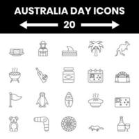 Preto esboço Austrália dia ícone ou símbolo definir. vetor