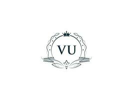 inicial vu logotipo carta projeto, mínimo real coroa vu uv feminino logotipo símbolo vetor