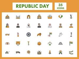 colorida conjunto do república dia festival plano ícone. vetor