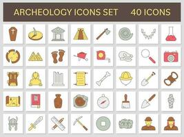 colorida conjunto do arqueologia ícones dentro plano estilo. vetor