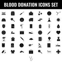 conjunto do sangue doação ícone dentro Preto e branco cor. vetor