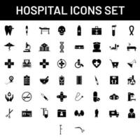 glifo hospital ícone conjunto dentro plano estilo. vetor