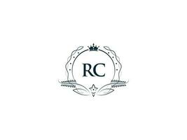 real coroa rc logotipo ícone, feminino luxo rc cr logotipo carta vetor