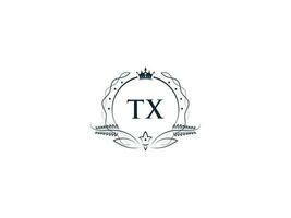 inicial real tx logotipo ícone, minimalista tx xt coroa logotipo ícone vetor