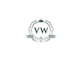 inicial vw logotipo carta projeto, mínimo real coroa vw wv feminino logotipo símbolo vetor