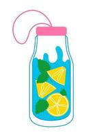 garrafa do bebendo água com limão e hortelã vetor ilustração