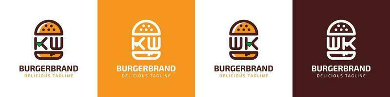 carta kw e sem. hamburguer logotipo, adequado para qualquer o negócio relacionado para hamburguer com kw ou sem. iniciais. vetor