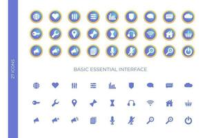 conjunto do básico essencial interface ícones vetor