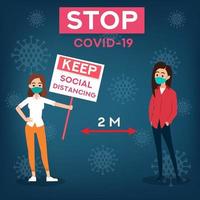 conceito de distância social, web banner prevenção de coronavírus vetor