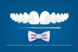 Ilustração em vetor 3D, dentes realistas com aparelho maxilar superior e inferior. alinhamento da mordida dos dentes, dentição com aparelho, aparelho dentário.