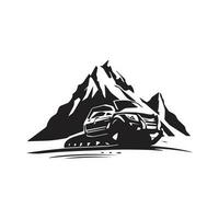 fora estrada moto de neve logotipo silhueta vetor com montanha