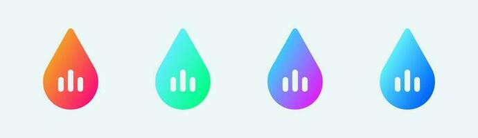 calor água sólido ícone dentro gradiente cores. quente temperatura sinais vetor ilustração.