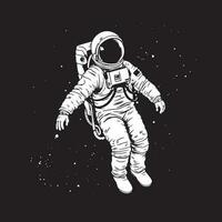 Preto e branco 2d ilustração do astronauta dentro espaço modelo Projeto vetor