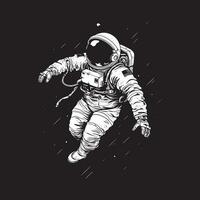 Preto e branco 2d ilustração do astronauta dentro espaço modelo Projeto vetor