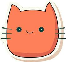 isolado laranja mascote gato face dentro rótulo estilo. vetor