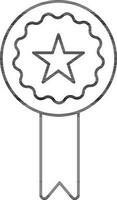 isolado prêmio fita com Estrela ícone dentro Preto esboço estilo. vetor