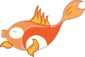 plano estilo desenho animado peixe dentro laranja cor. vetor