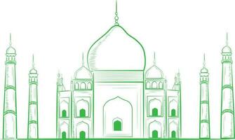 verde ilustração do taj mahal. vetor