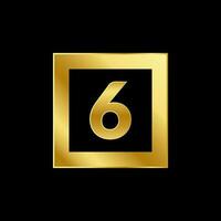 número seis luxo estilo dourado emblema isolado vetor