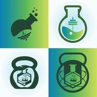 laboratório com e design de logotipo de vetor de ícone de aptidão