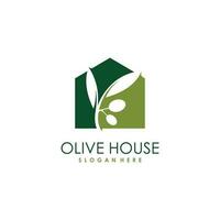 Oliva logotipo Projeto com moderno e único casa estilo vetor
