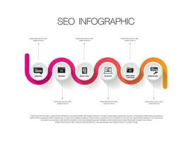 infográfico 6 degrau seo e estrada mapa para o negócio vetor