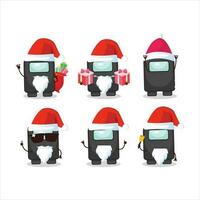 santa claus emoticons com entre nos Preto desenho animado personagem vetor