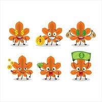 laranja seco folhas desenho animado personagem com fofa emoticon trazer dinheiro vetor