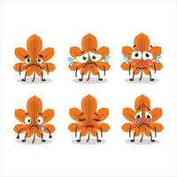 laranja seco folhas desenho animado personagem com triste expressão vetor