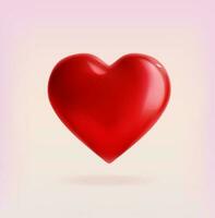3d vermelho coração plasticina desenho animado estilo . vetor