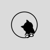 logotipo do uma gato dentro uma círculo em uma cinzento fundo vetor