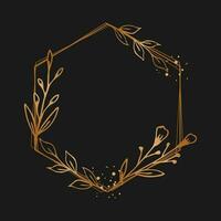 simples ouro hexágono floral fronteira para Casamento ou noivado convite, obrigado você cartão, logotipo, cumprimento vetor