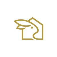 Coelho casa mínimo animal criativo logotipo Projeto vetor