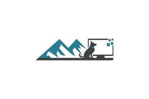 montanha com cachorros técnico tecnologia logotipo Projeto modelo elemento vetor adequado para o negócio tecnologia