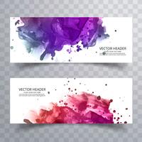 Conjunto de banners coloridos em aquarela design vector