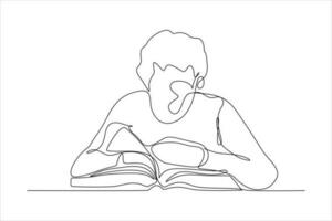 contínuo linha desenhando ilustração pessoas ler livros vetor