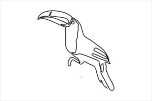 contínuo linha desenhando do grandes bico pássaro ilustração vetor