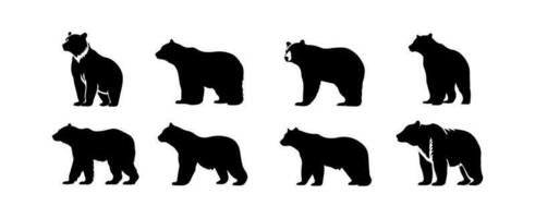 Urso silhuetas coleção. Preto ursos animal logotipo símbolo Projeto. selvagem mamífero gráfico vetor ilustração