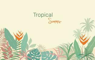 colorida tropical folhas, folhagem plantar e flor com quadro, Armação natureza, modelo com Lugar, colocar para texto, rotulação. vetor Projeto ilustração.