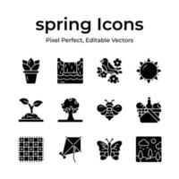 belas projetado Primavera vetores, agricultura, jardinagem e agricultura ícones conjunto vetor