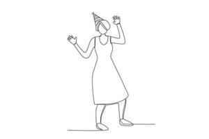uma mulher desgasta uma chapéu às uma aniversário celebração vetor