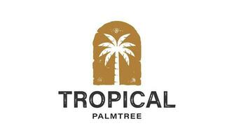 tropical Palma árvore nicho porta logotipo vetor ícone ilustração