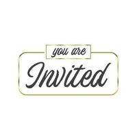 você estão convidamos. elegante Projeto para cartões e convites. caligrafia estilo texto com linear dourado quadros. vetor