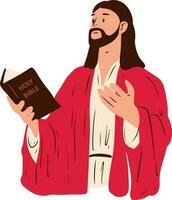 Jesus Cristo segurando piedosos Bíblia ilustração vetor